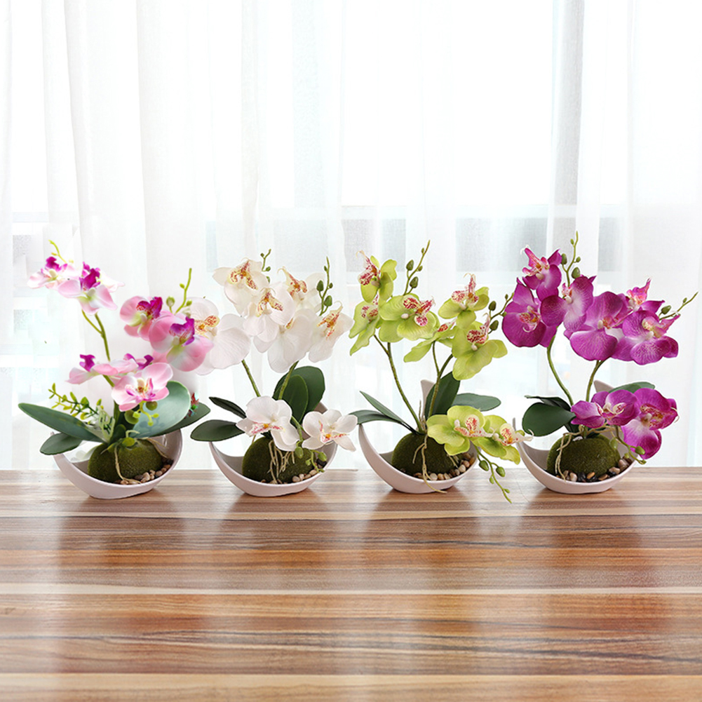 Chậu Hoa Lan Nhân Tạo Trang Trí Nội Thất