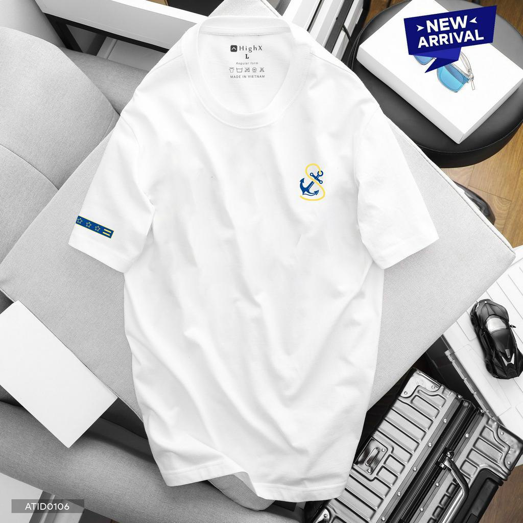 Áo Phông Nam Ngắn Tay Cổ Tròn Chất Cotton 100% Cao Cấp Thoáng Mát Thấm Hút Mồ Hôi, Áo Phông Hình Mỏ Neo
