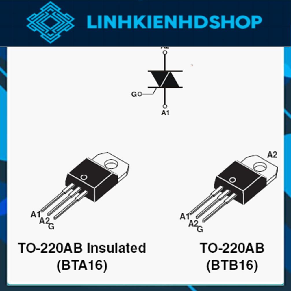BTA16-600B TO220 TRIAC 16A 600V Chân Cắm