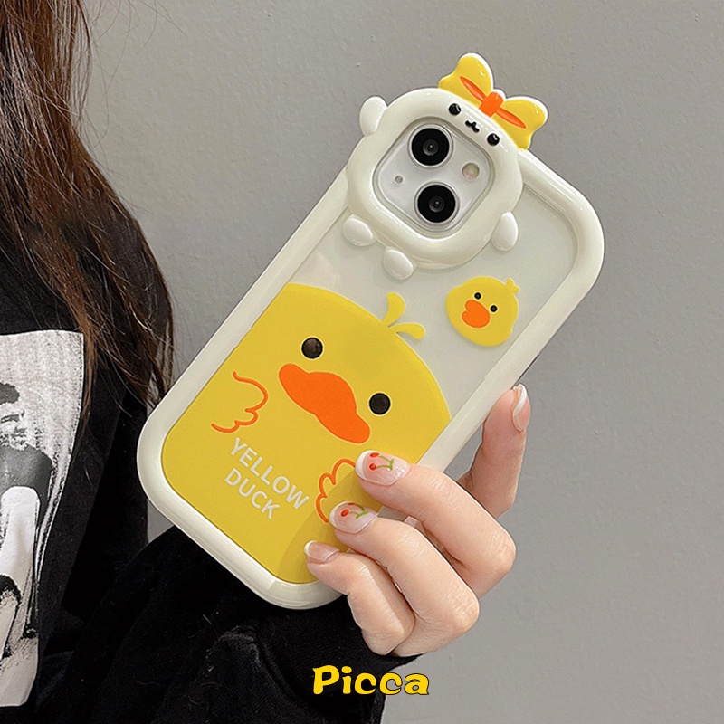 Ốp Điện Thoại Hình Vịt Vàng 3D Dễ Thương Cho IPhone 7plus 11 13 12 14 Pro MAX XR 7 8 6 6S 14 Plus X XS MAX SE 2020