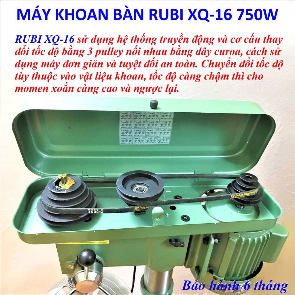 Máy Khoan Bàn RUBI XQ-16  - Cao 1m - Máy Khỏe, Chạy Êm - Khung Bệ Chắc Chắn - Bảo Hành Toàn Quốc 12 Tháng