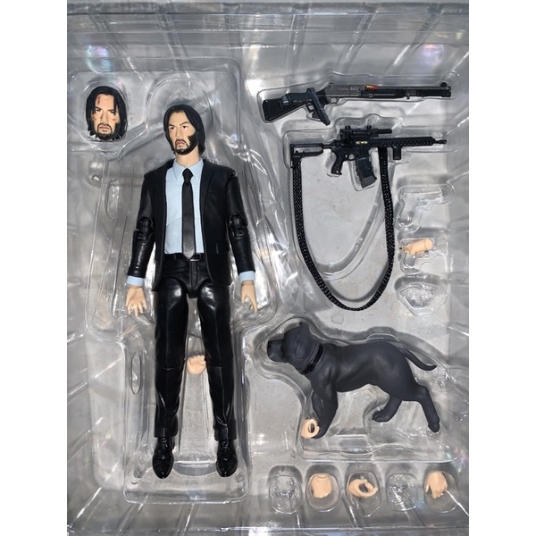 Mô hình Khớp John Wick và chú chó có 2 mặt thay thế 17cm