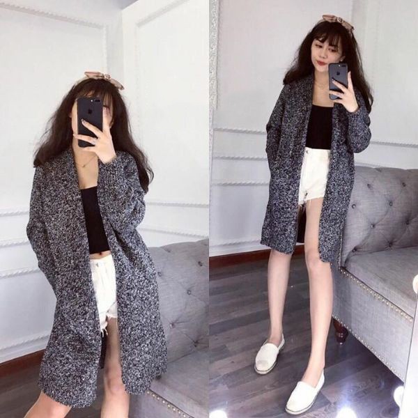 Áo Khoác Nhẹ CARDIGAN Len Nữ Dáng Dài Mỏng Phối Hai Túi Zenkonam WM JK 032