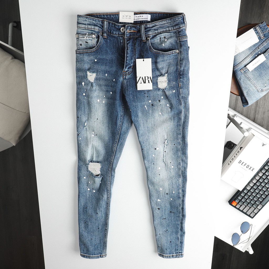 Quần Jean dài nam BROKEN JEAN ZR BLUE 210410 (Form Slimfit,chất vải co dãn,ống quần 15-18cm)