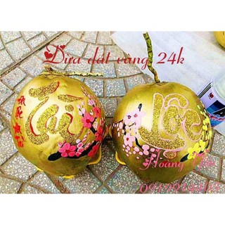 1 CẶP DỪA THƯ PHÁP CHƯNG NGÀY TẾT