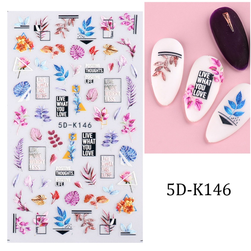Sticker Dán Móng Nghệ Thuật Họa Tiết Hoa Nổi 5D