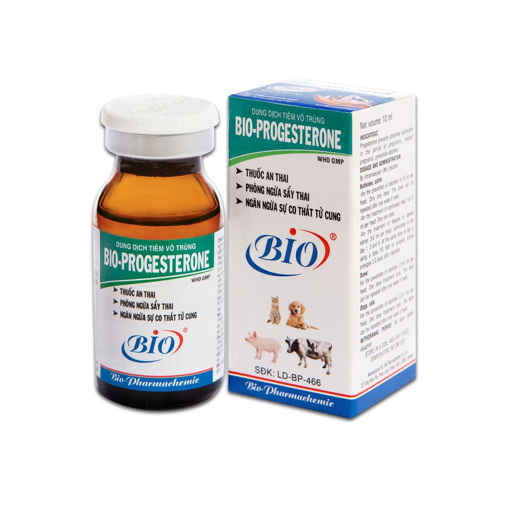 [Mã PET50K giảm Giảm 10% - Tối đa 50K đơn từ 250K] Thú y Bio Progesterone 10ml an thai, chậm lên giống heo, chó, mèo