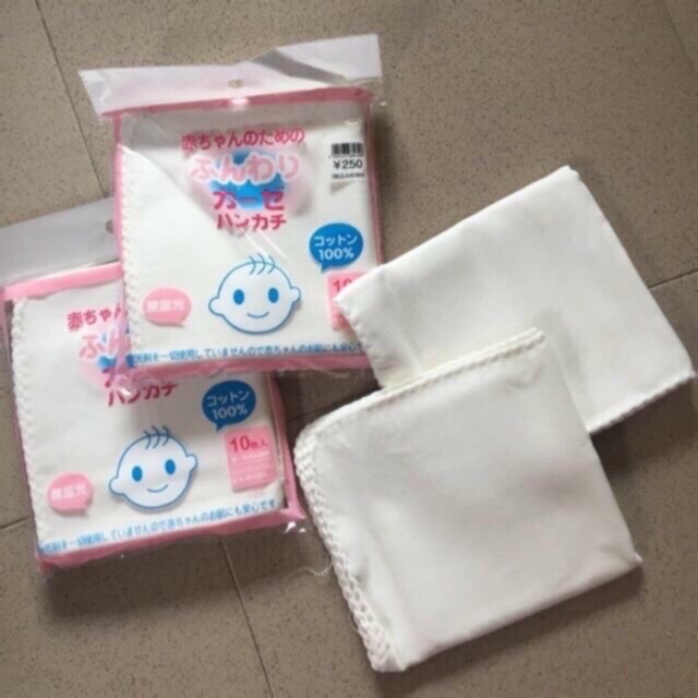 Bịch 10 khăn sữa xô trắng xuất NhậtFREESHIPgiảm 10k khi nhập [VICA10K]khăn 2 lớp cao cấp