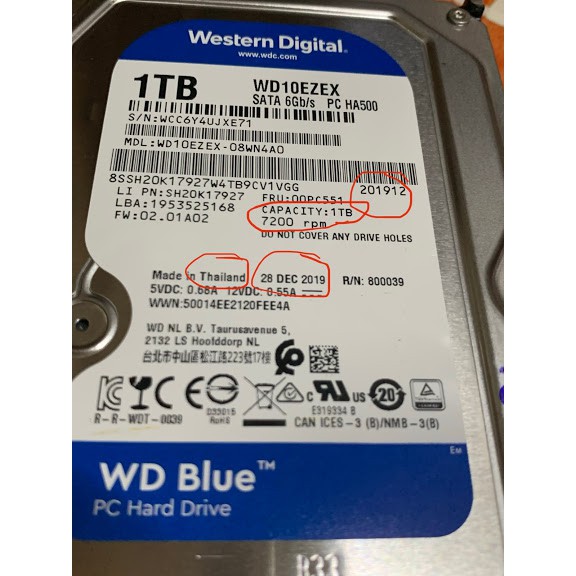 Ổ cứng HDD Western Digital Blue 1TB 3.5&quot; SATA 3 - WD10EZEX  mới 100% bảo hành 1 năm.