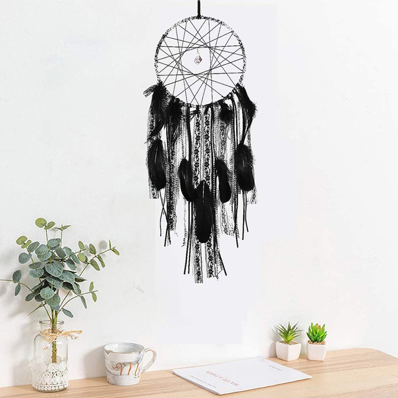 Lưới Giấc Mơ Dreamcatcher Phối Ren Và Đá Thạch Anh Tím Tự Nhiên