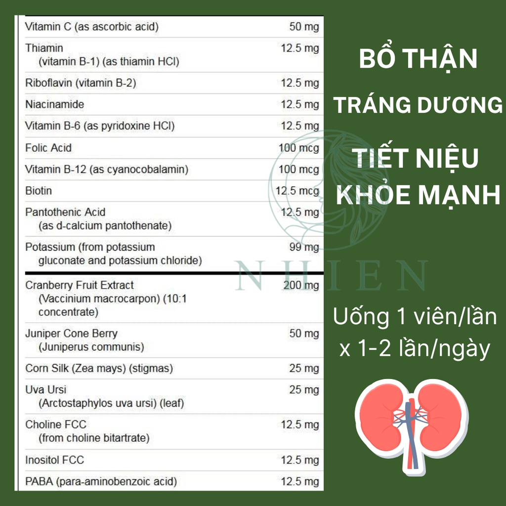 Viên uống bổ thận, tăng cường sinh lý nam Kidney Essentials Swanson 60 viên
