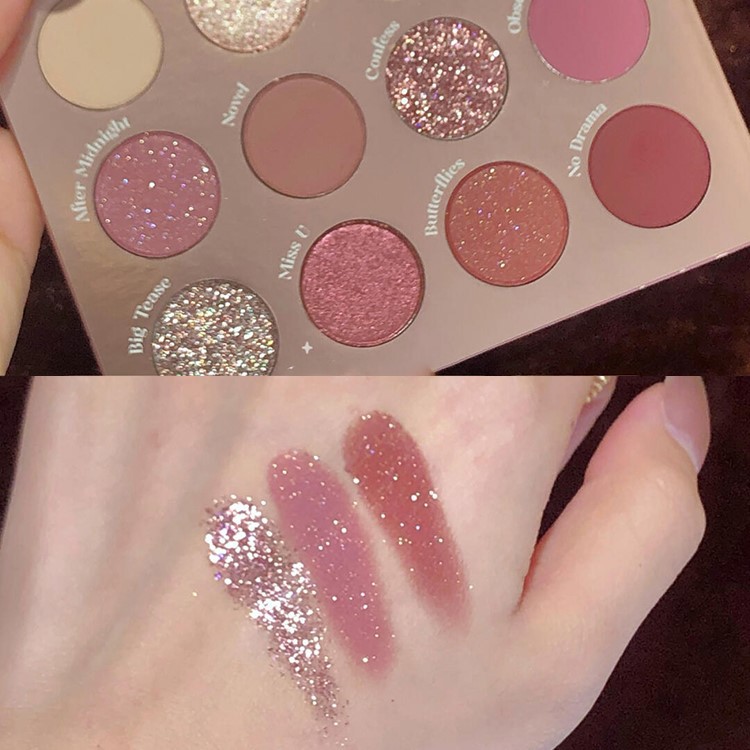 Bảng phấn mắt 12 màu DIKALU Lovekou nhũ lì bắt sáng ROTO Beauty Pressed Powder Palette xinh xắn hot trend ROTO02 DIKA11
