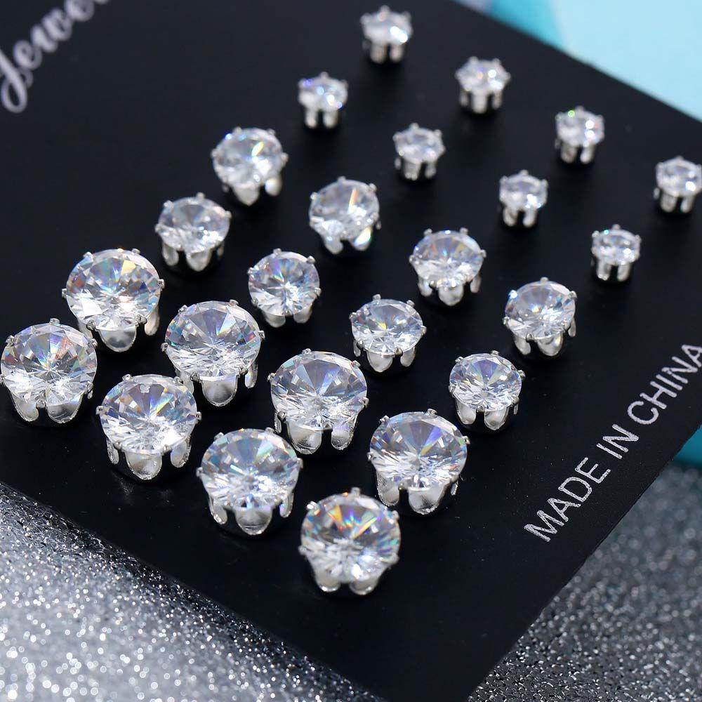 Bông Tai Hình Tròn Lấp Lánh Tinh Tế Thời Trang Cho Nữ|Set 12 Đôi Bông Tai Xinh Xắn Thời Trang Dành Cho Nữ