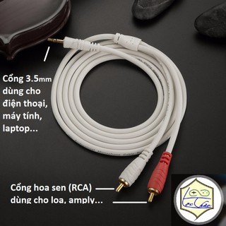 Dây Cáp loa 1 đầu 3.5 ra 2 bông sen AV dài 3M chống nhiễu cao cấp