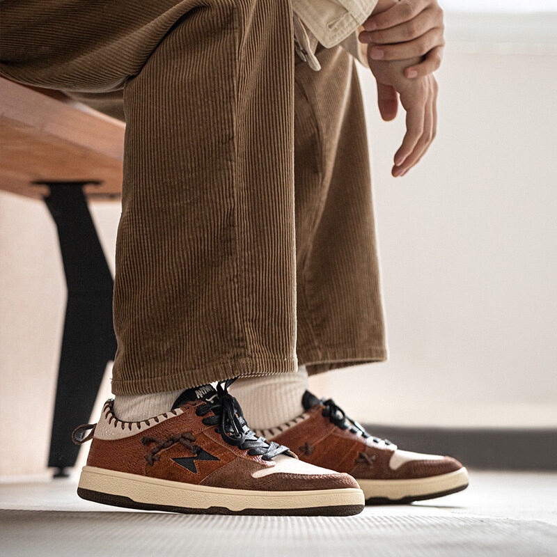 Giày thể thao Maden khâu da lộn cổ thấp dễ phối mùa đông 2021 retro cho nam