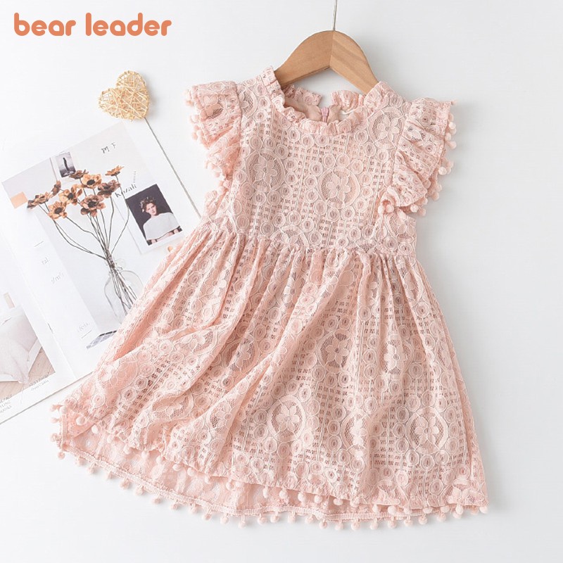 Đầm BEAR LEADER vải ren không tay đơn giản xinh xắn cho bé gái