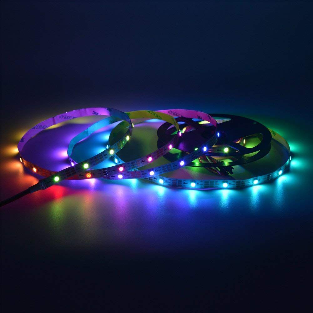 Đèn led ARGB WS2812B hiệu ứng âm nhạc kèm nguồn điều khiển qua App cảm biến nhạc chỉnh mầu từng mắt led