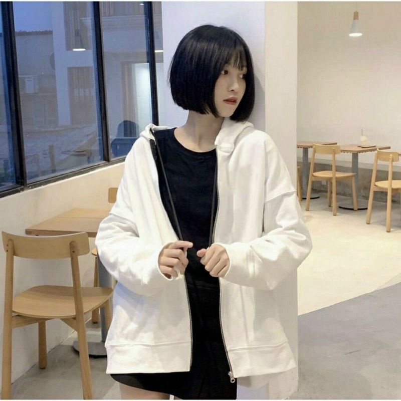 Áo Khoác Nỉ Ngoại Hoodie BASIC TRƠN 2022 Zip Form Rộng Nam Nữ Unisex hottrend