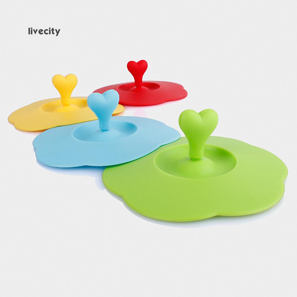 Nắp đậy ly bằng silicone kèm tay cầm hình trái tim độc đáo | BigBuy360 - bigbuy360.vn