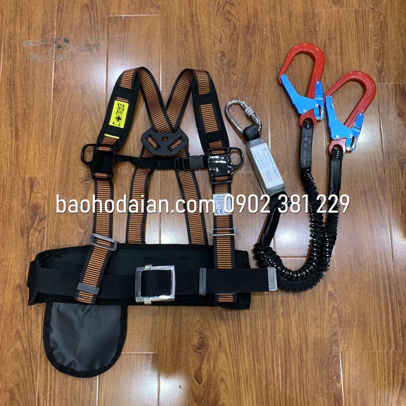Dây an toàn bán thân Hàn Quốc kiểu Kujie 2 móc nhôm dây đàn hồi