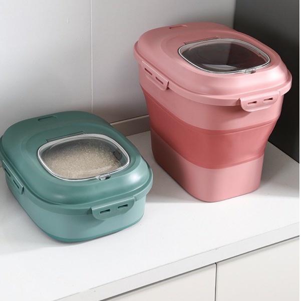 Thùng đựng gạo thông minh 25kg gấp gọn chống ẩm mốc côn trùng tiện lợi