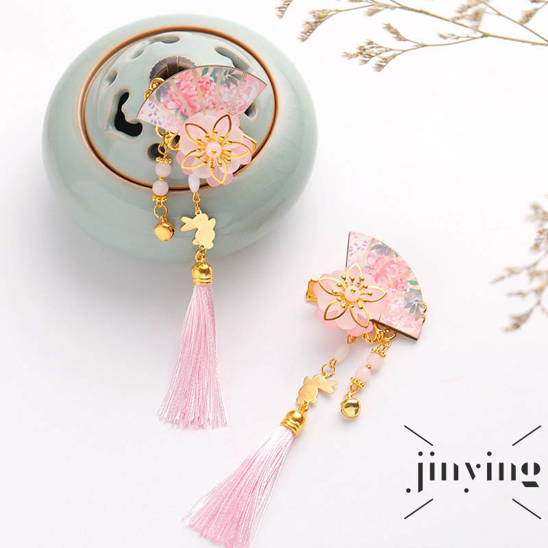 GETNOIVAS  1 Cặp Kẹp Tóc Tua Rua Phong Cách Trung Hoa Truyền Thống Dành Cho Nữ