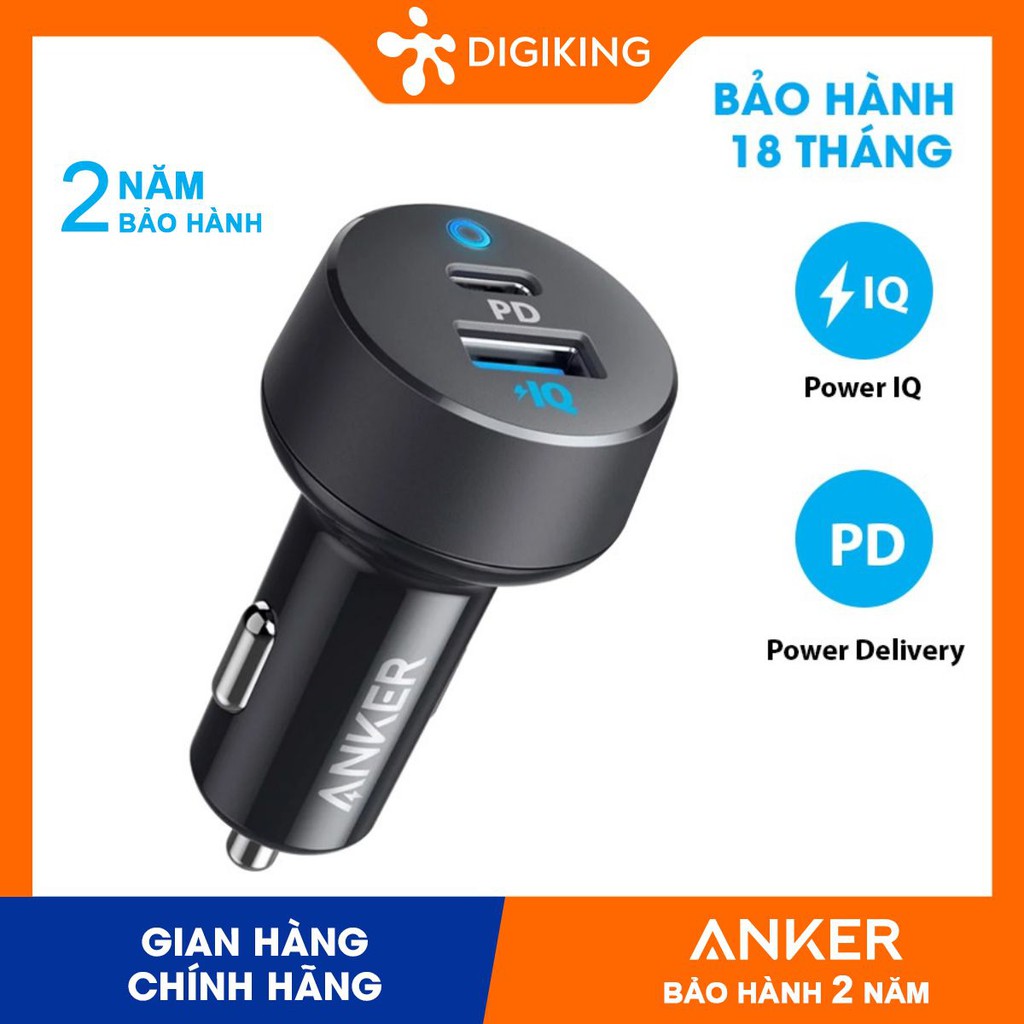 Sạc ô tô ANKER PD 2 cổng 33W PowerDrive PD+ 2 ANKER - A2721 (PD 18W&amp;PowerIQ 12W)