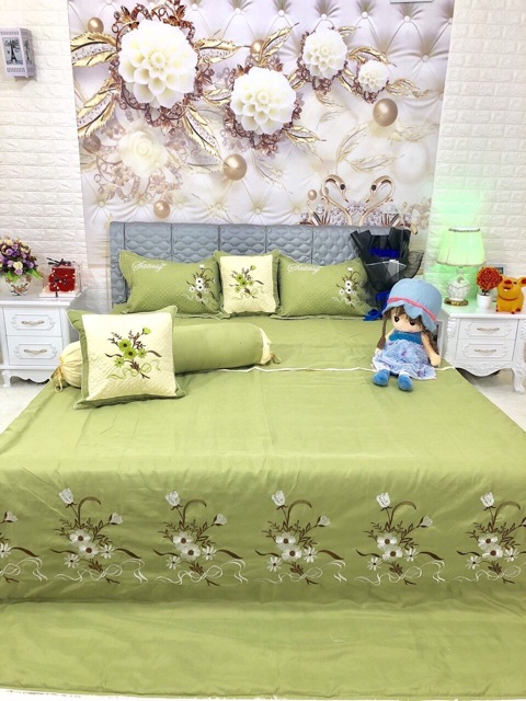 (giá sốc) Trọn bô chăn ga gối satin 7 món