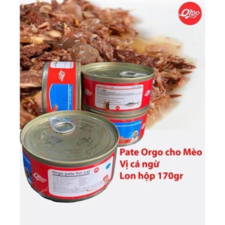 Pate Orgo Pate cho mèo (Lon lớn 170g tiết kiệm) Thức ăn ướt dạng mảnh đóng hộp cho mèo thức ăn mèo dạng sốt