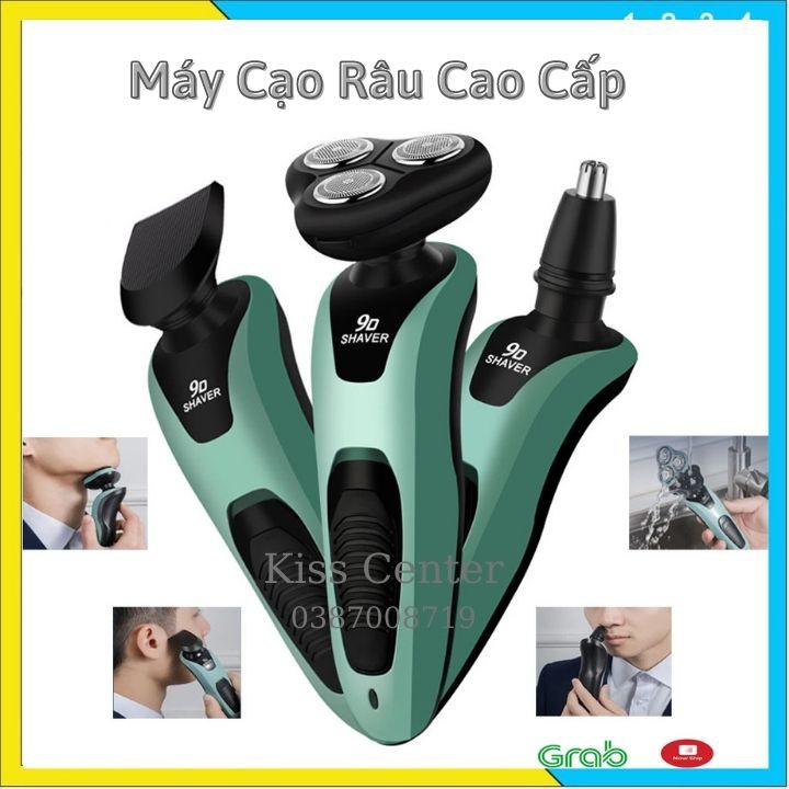 Máy Cạo Râu , Máy Cạo Râu Đa Năng 3 Lưỡi Xoay Cao Cấp SHAVER 9D Cạo Khô Không Rát