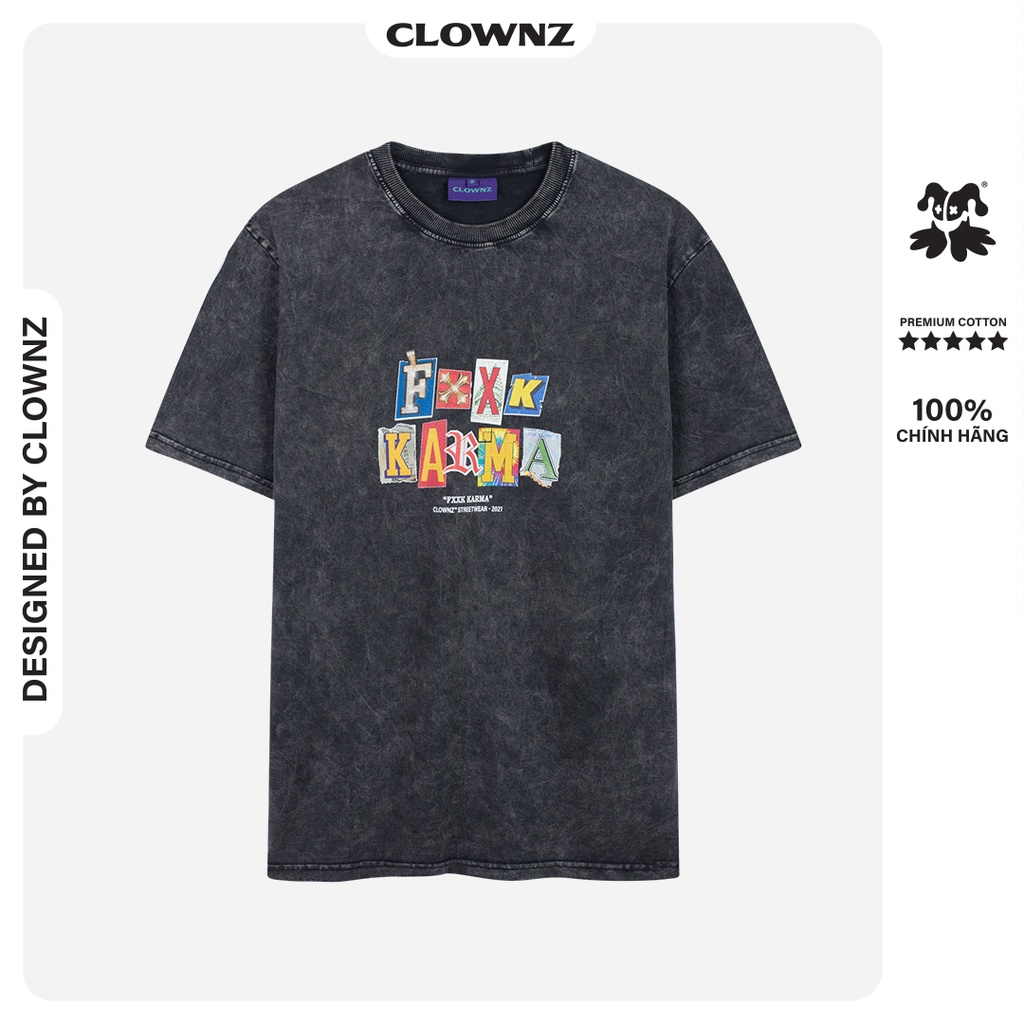 Áo thun tay lỡ local brand unisex ClownZ Fxxk Karma Acid Washed T-shirt form rộng, chất cotton thumbnail