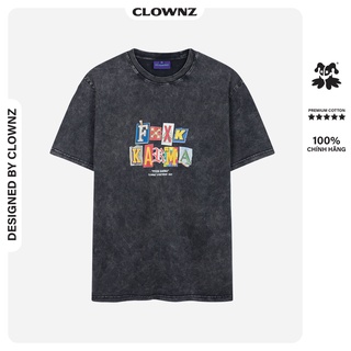 Áo thun tay lỡ local brand unisex ClownZ Fxxk Karma Acid Washed T-shirt form rộng, chất cotton