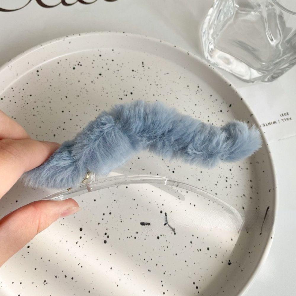 VANES1 Kẹp Tóc Phủ Lông Cỡ Lớn Thời Trang Thanh Lịch Cho Nữ