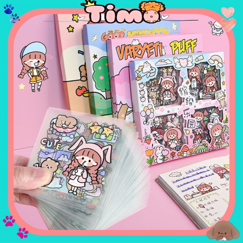 Hộp sticker 100 tấm cute trong suốt giá rẻ dán mũ bảo hiểm set 100 hình dán ST02