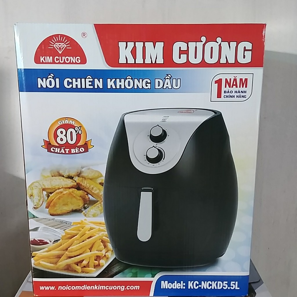 [Mã ELHADEV giảm 4% đơn 300K] Nồi Chiên Không Dầu Kim Cương KC-NCKD5.5L(5.5 Lít) - Công nghệ Rapid Air