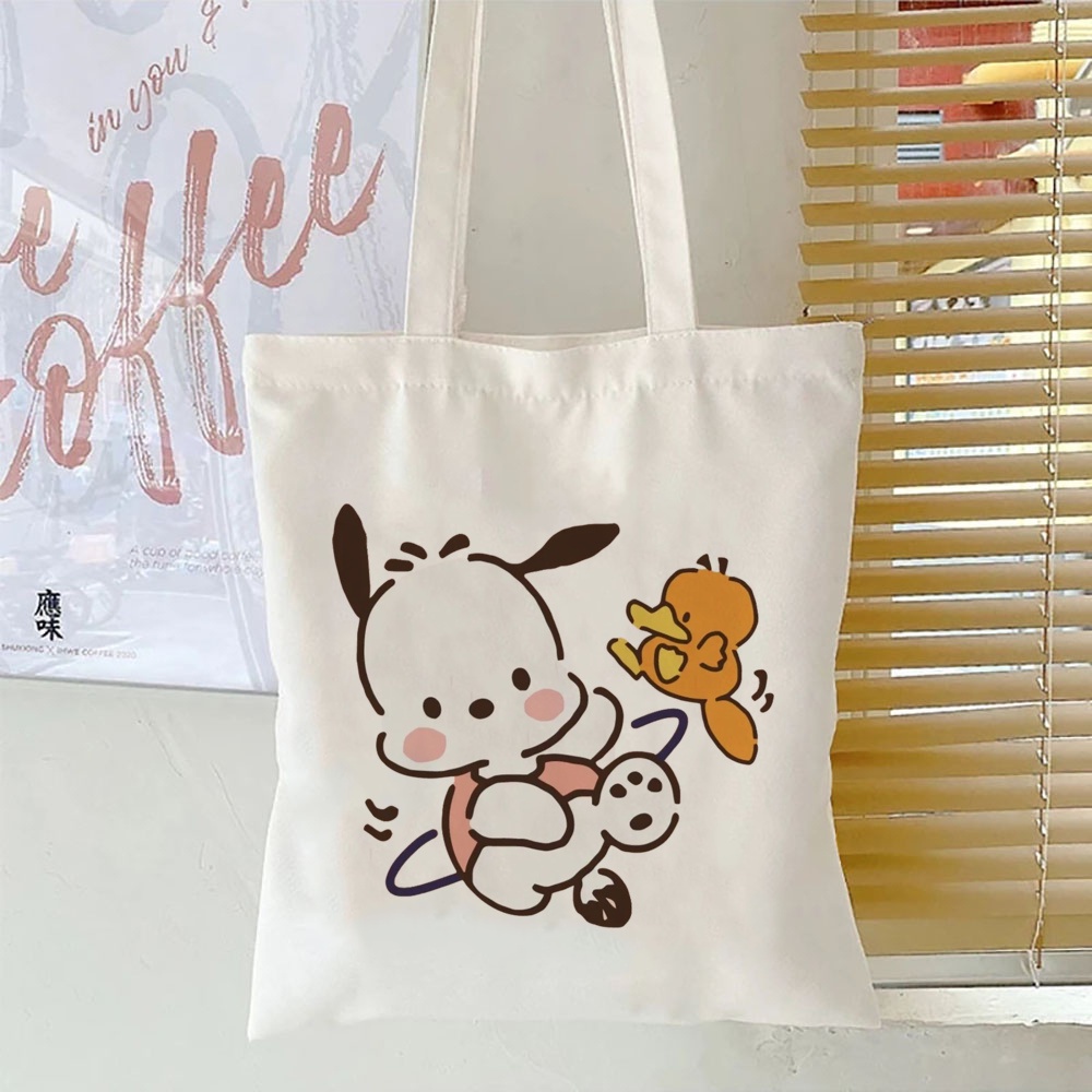 Cinnamoroll Họa Tiết In Hình Hoạt Hình Nữ Túi Tote Túi Đeo Vai Túi Vải Dễ Thương Túi Mua Sắm