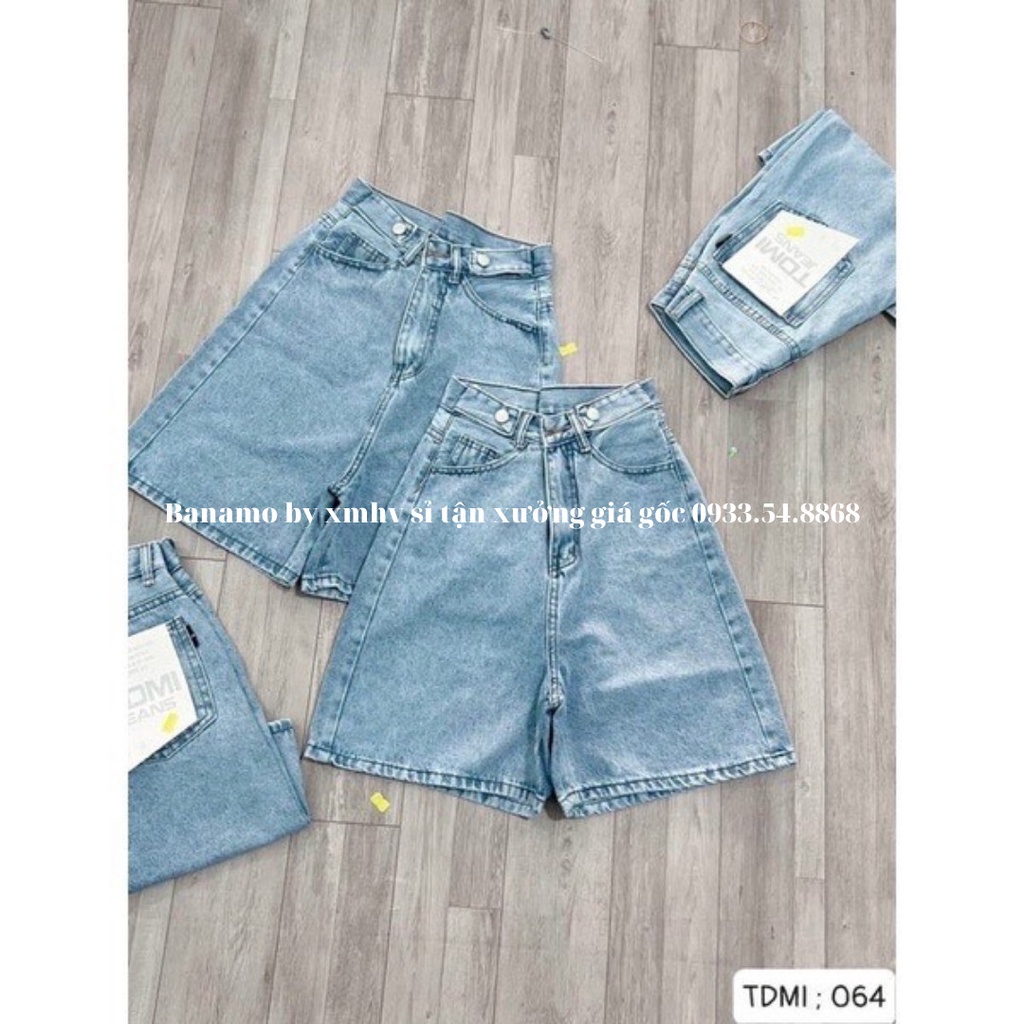 Quần short jean nữ 2 cúc eo, lưng cao siêu đẹp thời trang Banamo fashion  jean nữ 2 cúc eo 662