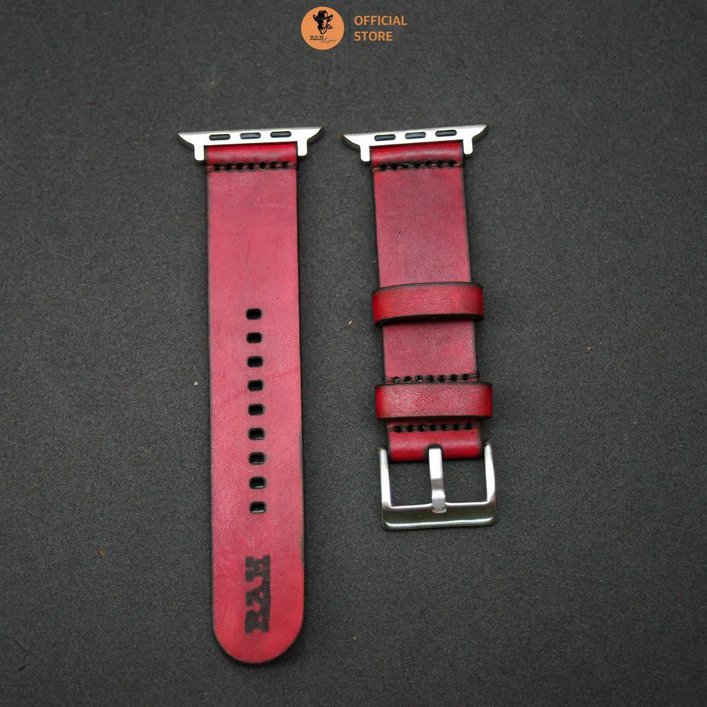Dây Đồng Hồ Da Thật RAM Leather Simple 4 Da Bò Đơn Đỏ Đô Bền Đẹp