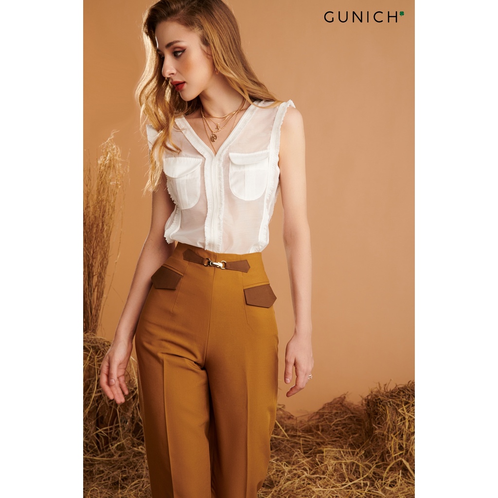 Quần baggy phối nắp túi nâu Gunich