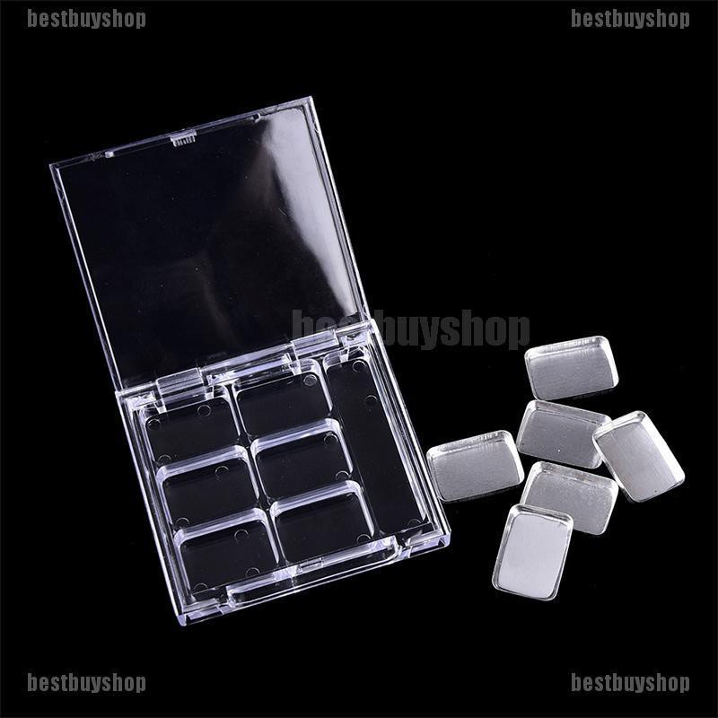 Hộp Rỗng 6 Ngăn Hình Vuông Đựng Son Môi / Phấn Mắt Kèm Bảng Màu