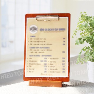 Bia Trình Ký Bằng Gỗ A4- Kệ Menu A4- Bìa ghi hóa đơn A4- Biển Hiệu Toàn Mỹ