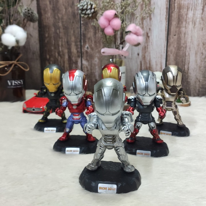 Mô Hình 6 siêu nhân vật người sắt bằng kim loại cao cấp , mô hình người sắt , iron man, Người sắt MK Tony Stark avenger