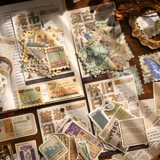 Bộ 40 miếng dán trang trí sổ tay phong cách Vintage