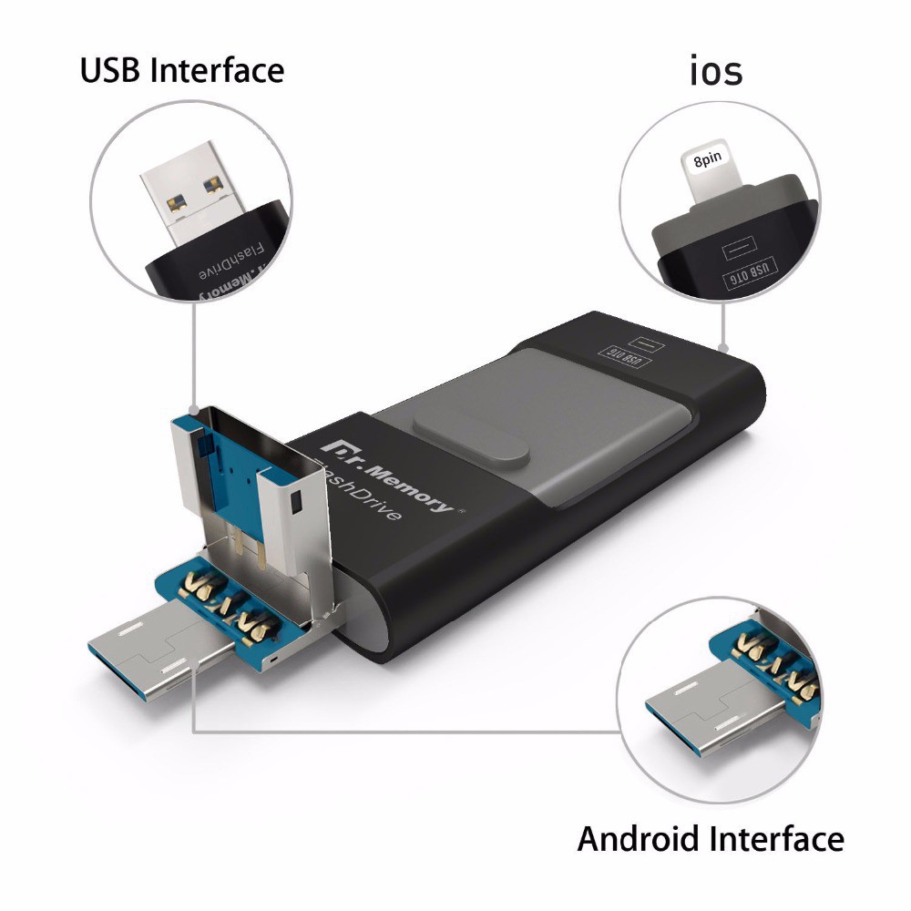 Usb 3 trong 1 gồm Otg Usb I-Flash Drive thích hợp cho Iphone Ipad Pc