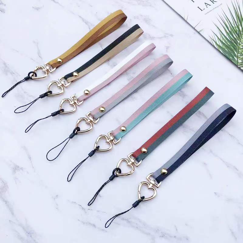 Hàng Mới Về Dây Đeo Cổ Tay Ngắn Bằng Vải Hai Màu Gắn Điện Thoại Có Khóa Kim Loại Có Thể Tháo Rời