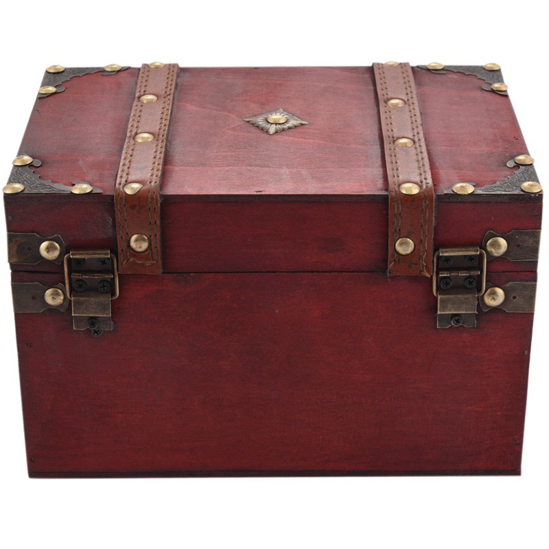 Retro Treasure Chest Vintage Wooden Storage Box Antique Style Big