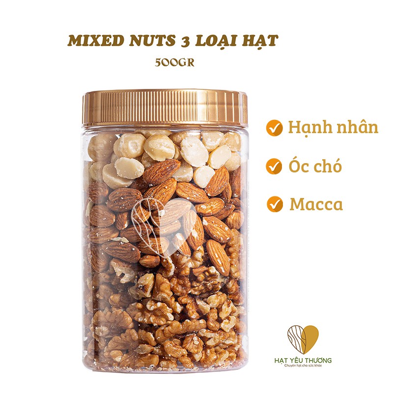 [NHẬP KHẨU] MIX 3 LOẠI HẠT MACCA, HẠNH NHÂN, ÓC CHÓ