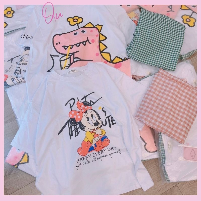 Set áo Pull quần kẻ suông, bộ đồ áo full quần kẻ siêu dễ thương, mềm mát (SML)