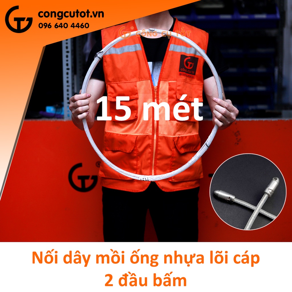 Nối dây mồi luồn ống lõi cáp 1.2 ly bọc nhựa hai đầu bấm cos (5m, 10m, 15m, 20m)