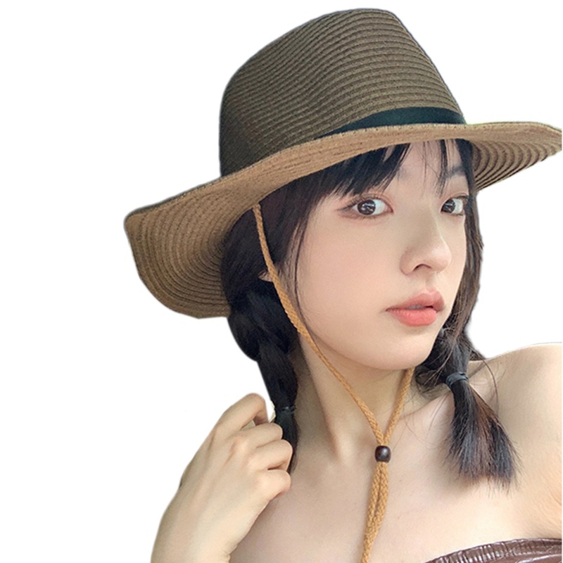 Mũ Rơm Cao Bồi Phối Dây Thép Có Thể Gập Lại Phong Cách Cao Bồi Anh Quốc Cho Nam Và Nữ